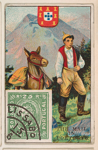 The Mail in Portugal, bakery card from the Stamps and Mail Carriers of All Nations series (D73), issued by the Rochester Baking Company, Issued by Rochester Baking Company, Commercial color lithograph 