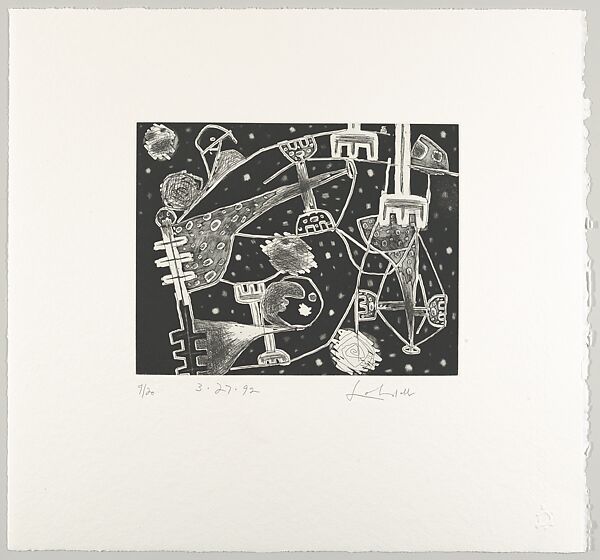 3.27.92, Frank Lobdell (American, Kansas City, Missouri 1921–2013 Palo Alto, California), Sharpee marking pen resist aquatint with hardground etching and burnishing; 9/20 