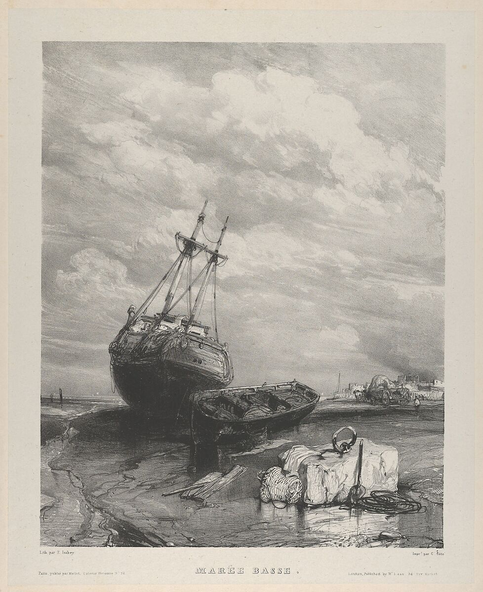 Low Tide, Eugène Isabey (French, Paris 1803–1886 Lagny), Lithograph on chine collé; first state of two, without griffonage on upper right 