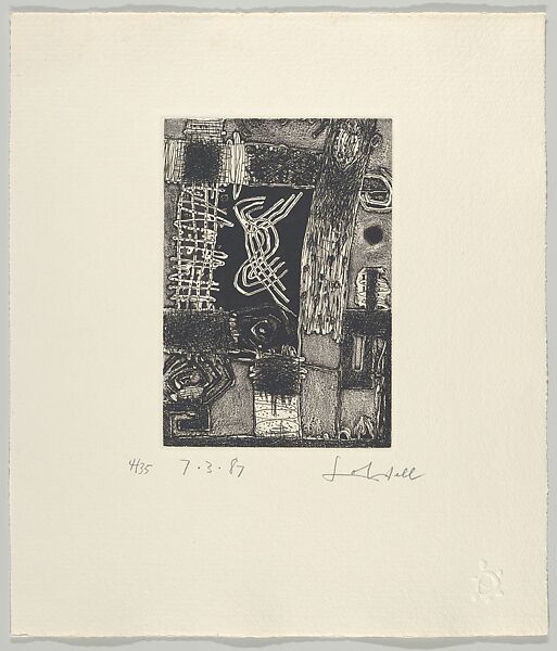 7.3.87, Frank Lobdell (American, Kansas City, Missouri 1921–2013 Palo Alto, California), Hardground etching with aquatint, marking pen resist and burnishing; 4/35 