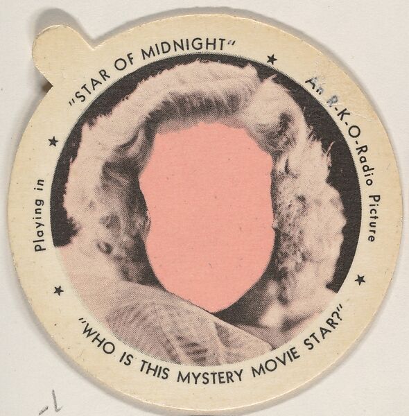 Mystery Movie Star, Ginger Rogers, from the Movie Stars series (F4), issued by the Individual Drinking Cup Company, Inc., Issued by Individual Drinking Cup Company, Inc., Commercial color lithograph 