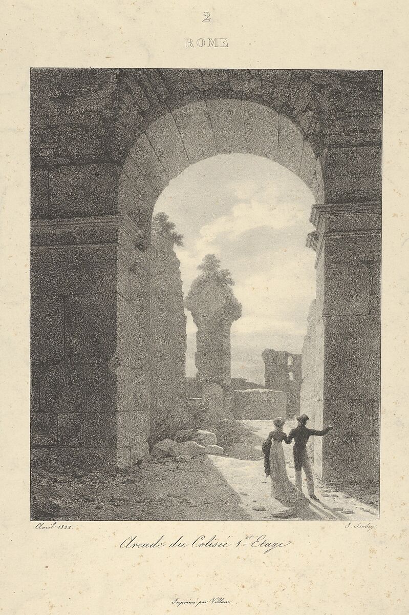 Archway of The Colosseum, First Level, Jean-Baptiste Isabey (French, Nancy 1767–1855 Paris), Lithograph; only state 