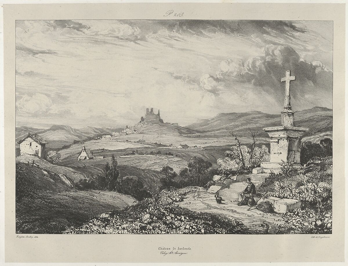 Larderole Castle, Eugène Isabey (French, Paris 1803–1886 Lagny), Lithograph in black on light gray chine collé laid down on ivory wove paper; second state of two 