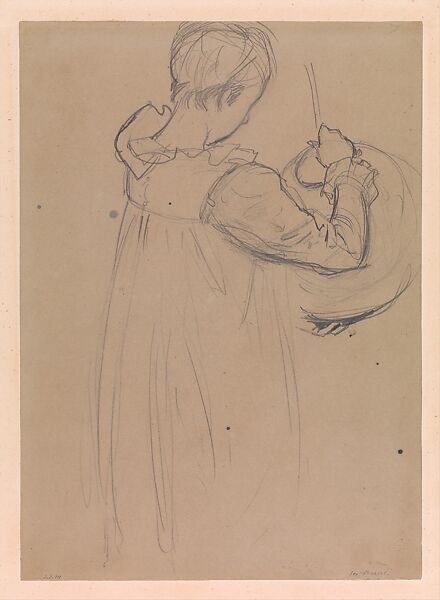 Dorothy Barnard, Study for “Carnation, Lily, Lily, Rose” (recto): Polly Barnard, Study for “Carnation, Lily, Lily, Rose” (verso), John Singer Sargent (American, Florence 1856–1925 London), Graphite pencil on paper, American 
