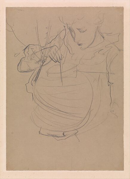 Dorothy Barnard, Study for “Carnation, Lily, Lily, Rose” (recto): Polly Barnard, Study for “Carnation, Lily, Lily, Rose” (verso), John Singer Sargent (American, Florence 1856–1925 London), Graphite on paper, American