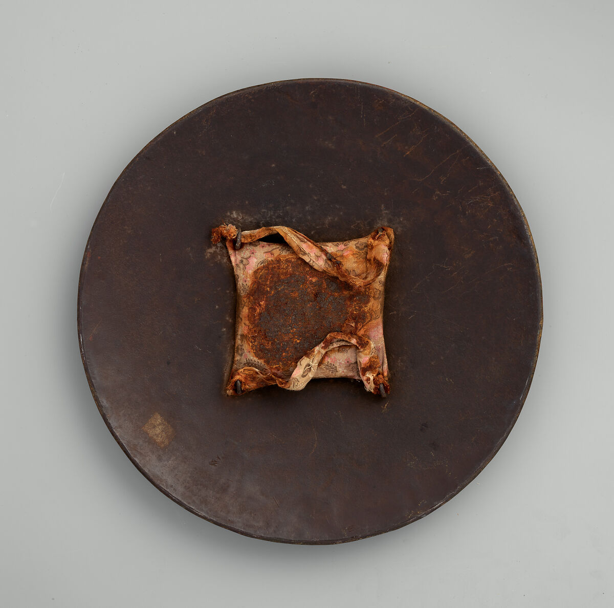 Shield (Dhál), Iron, polychromy, textile, leather, Indian, Rajasthan, Bundi