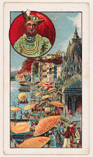 Bonares, Pilgrims to the Ganges, Rajah or Indian Prince, bakery card from the Around the World Series (D92), issued by White Star Bakery, Issued by White Star Bakery, Commercial color lithograph 
