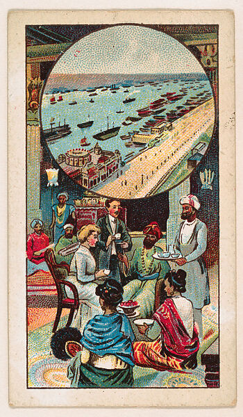Calcutta, Visit to a Wealthy Indian House, bakery card from the Around the World Series (D92), issued by White Star Bakery, Issued by White Star Bakery, Commercial color lithograph 