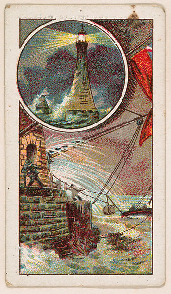 The Eddysone Lighthouse, Lighthouse Keeper, bakery card from the Around the World Series (D92), issued by White Star Bakery, Issued by White Star Bakery, Commercial color lithograph 