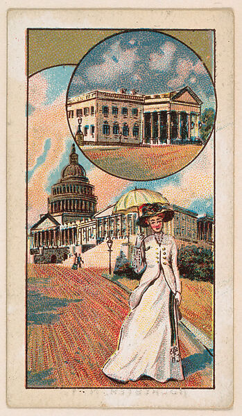 Washington, Capitol and White House, bakery card from the Around the World Series (D92), issued by White Star Bakery, Issued by White Star Bakery, Commercial color lithograph 