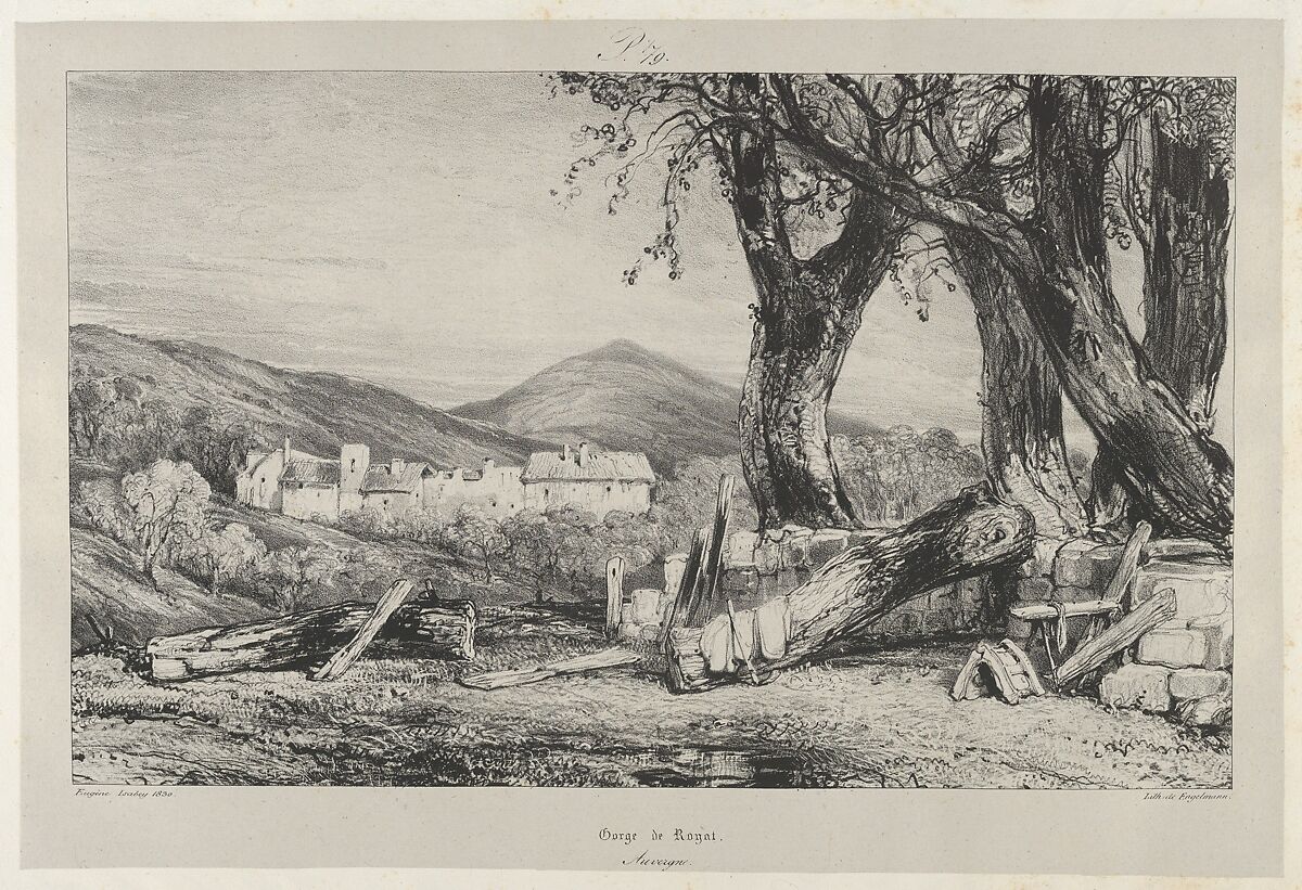 Royat Groove, Eugène Isabey (French, Paris 1803–1886 Lagny), Lithograph in black on light gray chine collé laid down on ivory wove paper; only state 
