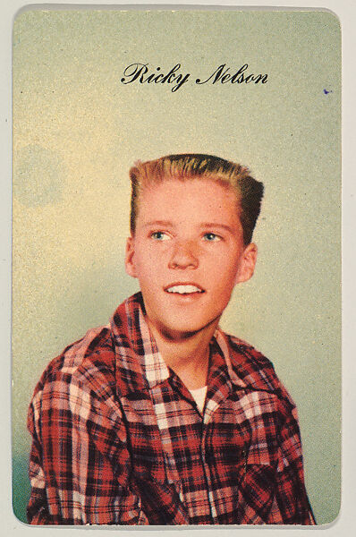 Ricky Nelson, No. 4, bakery card from the Television and Radio Stars series (D77), issued by Mother's Cookies, Issued by Tip Top Bakeries, Commercial color lithograph 