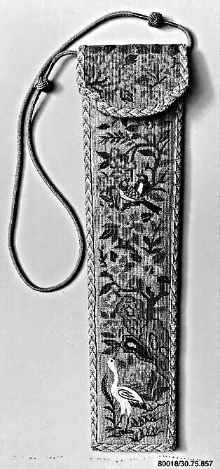 Fan Holder, Silk, metallic thread, China 