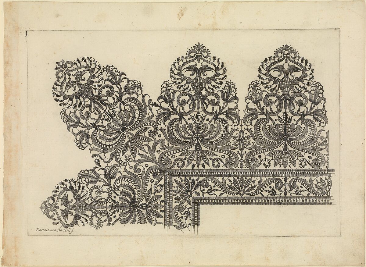 Vari disegni di merletti (page 2r), Bartolomeo Danieli (Italian, active Bologna and Siena 1610–1643), Etching