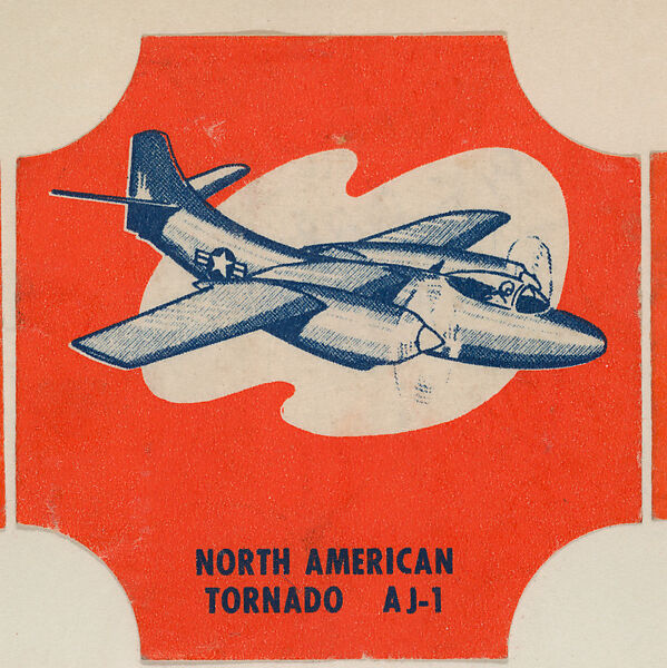 North American Tornado AJ-1, from the Modern Planes Bread End Labels series (D290-11) issued by Tastee Bread, Issued by Tastee Bread, Commercial color lithograph 