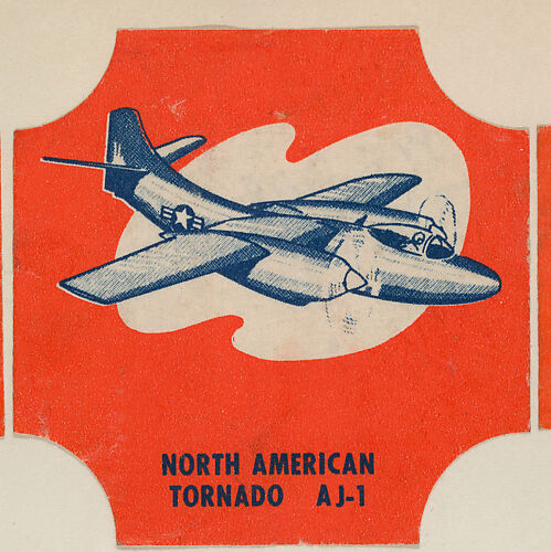 North American Tornado AJ-1, from the Modern Planes Bread End Labels series (D290-11) issued by Tastee Bread