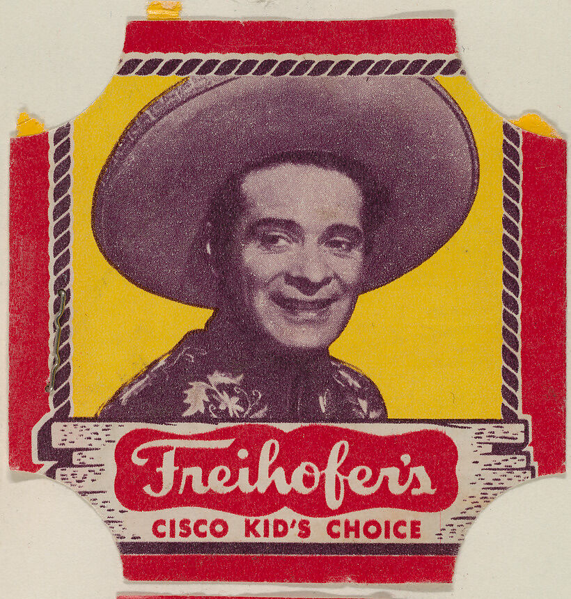 Cisco Kid (red border set), from the Bread End Labels series (D290-4) issued by Freihofers Baking Company, Issued by Freihofer Baking Company, Commercial color lithograph 