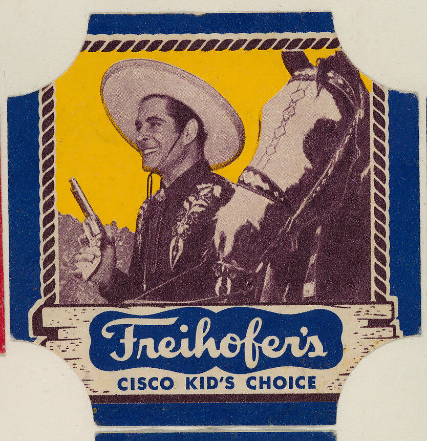 Cisco Kid (blue border set), from the Bread End Labels series (D290-4) issued by Freihofers Baking Company, Issued by Freihofer Baking Company, Commercial color lithograph 