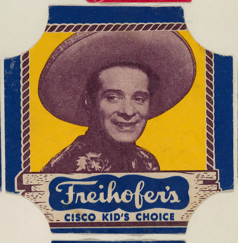 Cisco Kid (blue border set), from the Bread End Labels series (D290-4) issued by Freihofers Baking Company, Issued by Freihofer Baking Company, Commercial color lithograph 