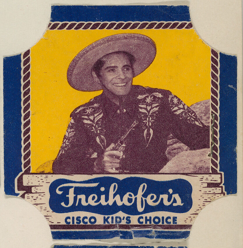 Cisco Kid (blue border set), from the Bread End Labels series (D290-4) issued by Freihofers Baking Company, Issued by Freihofer Baking Company, Commercial color lithograph 