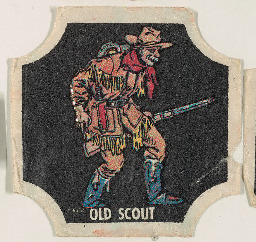 Old Scout, from the Indians and Westerners bread end labels series (D290-10), Commercial color lithograph 
