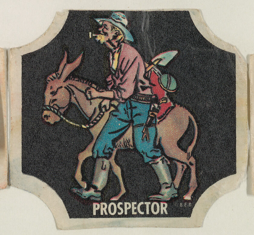 Prospector, from the Indians and Westerners bread end labels series (D290-10), Commercial color lithograph 