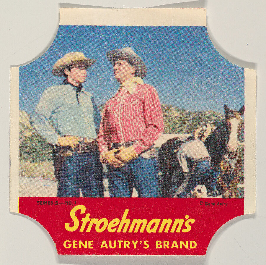 Gene Autry's Brand, Series 5, No. 1, from the Gene Autry's Brand bread end labels series (D290-7) issued by Stroehmann Bread Company, Issued by Stroehmann Bread Company, Commercial color lithograph 
