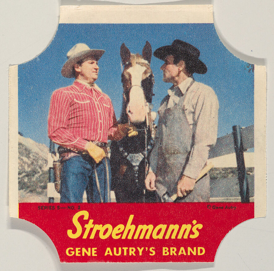 Gene Autry's Brand, Series 5, No. 2, from the Gene Autry's Brand bread end labels series (D290-7) issued by Stroehmann Bread Company, Issued by Stroehmann Bread Company, Commercial color lithograph 