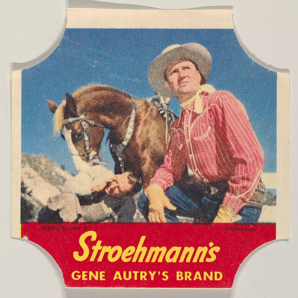 Gene Autry's Brand, Series 5, No. 4, from the Gene Autry's Brand bread end labels series (D290-7) issued by Stroehmann Bread Company, Issued by Stroehmann Bread Company, Commercial color lithograph 