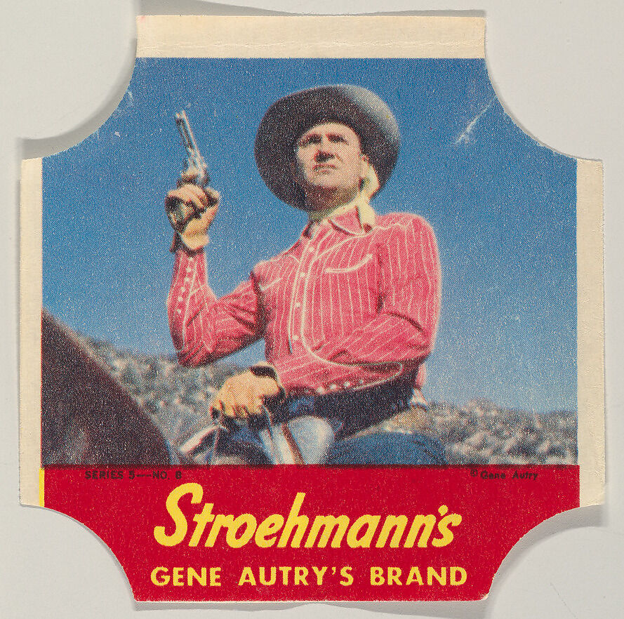 Gene Autry's Brand, Series 5, No. 8, from the Gene Autry's Brand bread end labels series (D290-7) issued by Stroehmann Bread Company, Issued by Stroehmann Bread Company, Commercial color lithograph 