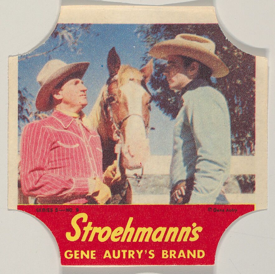 Gene Autry's Brand, Series 5, No. 9, from the Gene Autry's Brand bread end labels series (D290-7) issued by Stroehmann Bread Company, Issued by Stroehmann Bread Company, Commercial color lithograph 