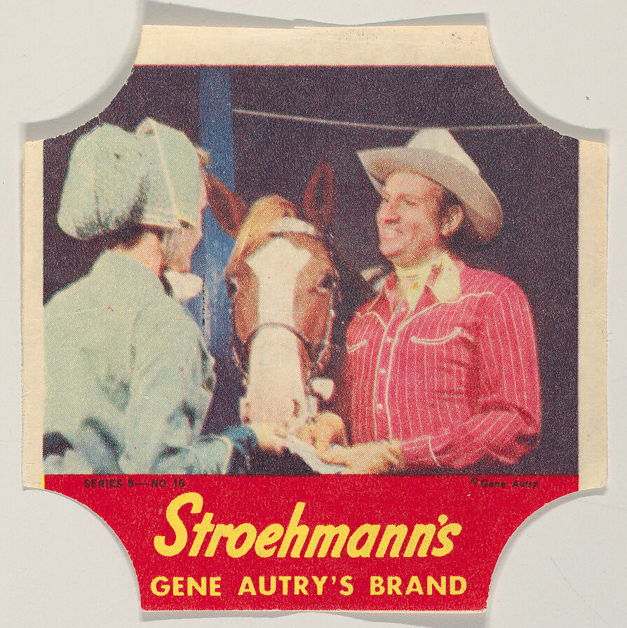 Gene Autry's Brand, Series 5, No. 16, from the Gene Autry's Brand bread end labels series (D290-7) issued by Stroehmann Bread Company, Issued by Stroehmann Bread Company, Commercial color lithograph 