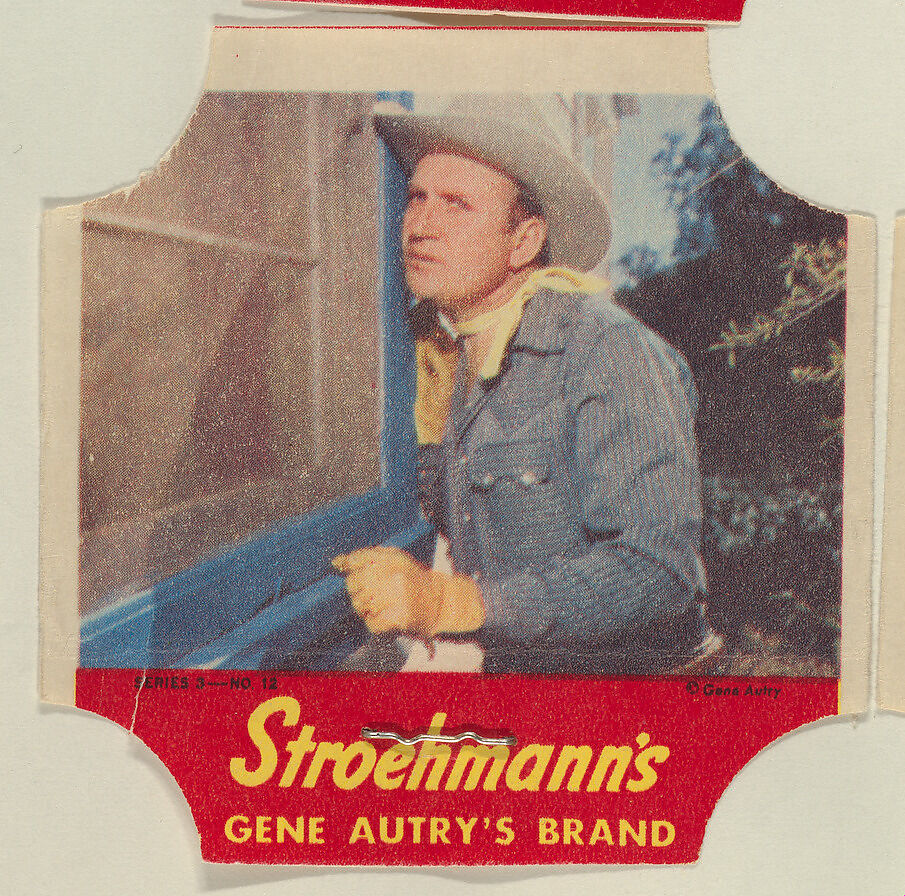 Gene Autry's Brand, Series 3, No. 12, from the Gene Autry's Brand bread end labels series (D290-7) issued by Stroehmann Bread Company, Issued by Stroehmann Bread Company, Commercial color lithograph 