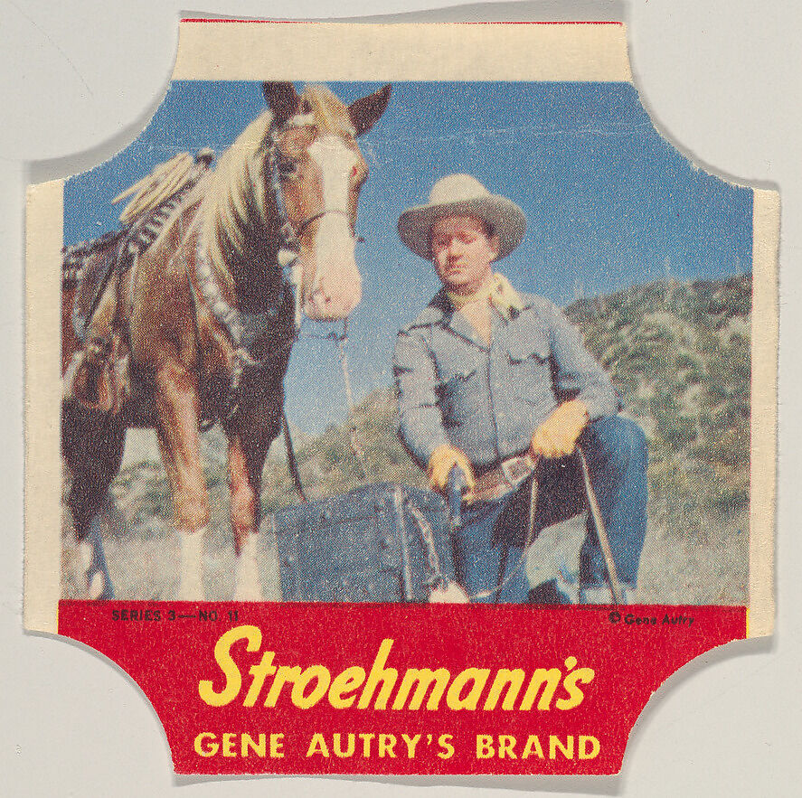 Gene Autry's Brand, Series 3, No. 11, from the Gene Autry's Brand bread end labels series (D290-7) issued by Stroehmann Bread Company, Issued by Stroehmann Bread Company, Commercial color lithograph 