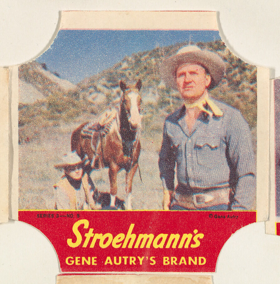 Gene Autry's Brand, Series 3, No. 5, from the Gene Autry's Brand bread end labels series (D290-7) issued by Stroehmann Bread Company, Issued by Stroehmann Bread Company, Commercial color lithograph 