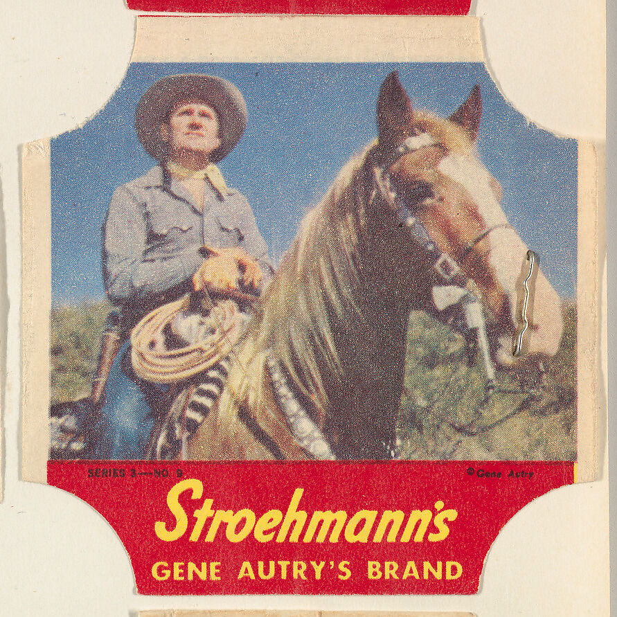 Gene Autry's Brand, Series 3, No. 9, from the Gene Autry's Brand bread end labels series (D290-7) issued by Stroehmann Bread Company, Issued by Stroehmann Bread Company, Commercial color lithograph 