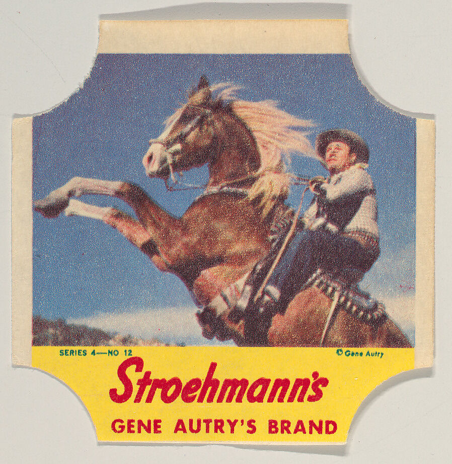 Gene Autry's Brand, Series 4, No. 12, from the Gene Autry's Brand bread end labels series (D290-7) issued by Stroehmann Bread Company, Issued by Stroehmann Bread Company, Commercial color lithograph 