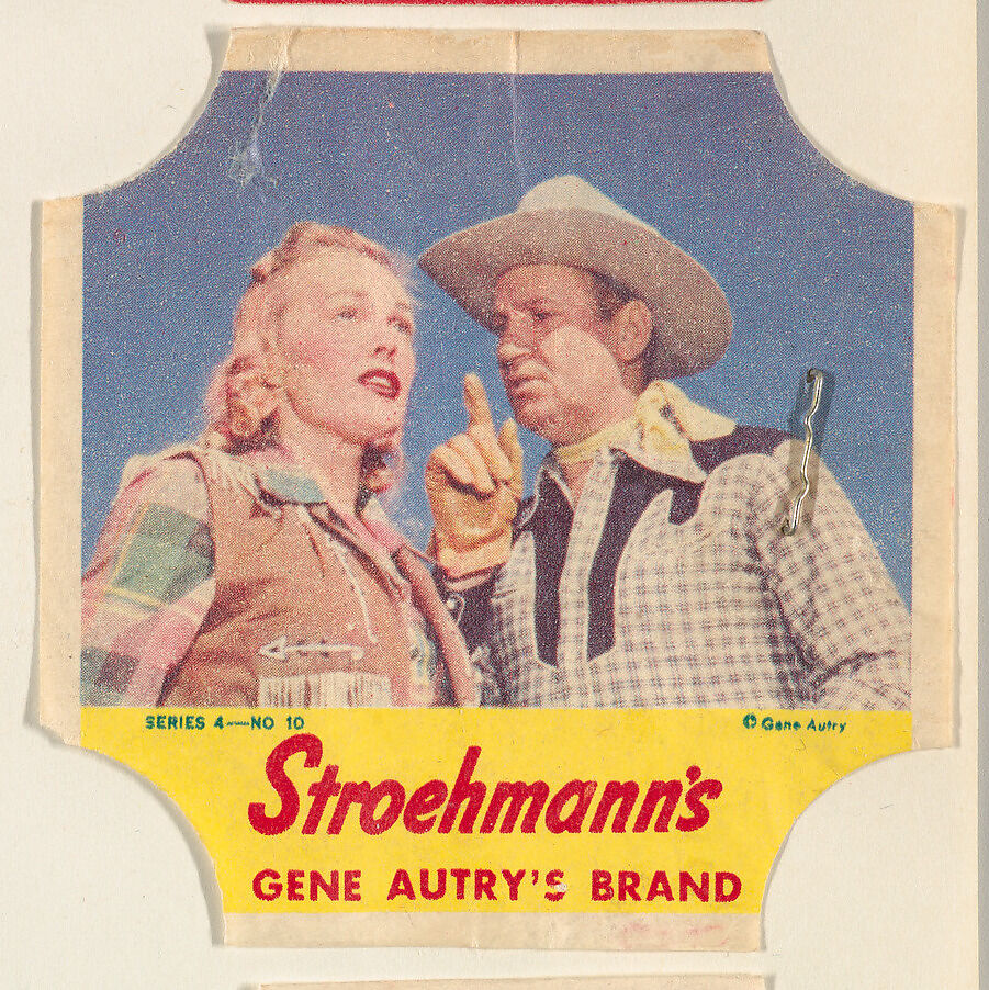 Gene Autry's Brand, Series 4, No. 10, from the Gene Autry's Brand bread end labels series (D290-7) issued by Stroehmann Bread Company, Issued by Stroehmann Bread Company, Commercial color lithograph 