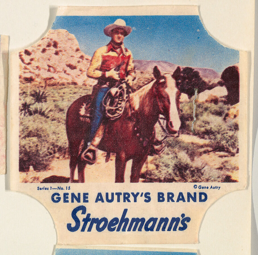 Gene Autry's Brand, Series 1, No. 15, from the Gene Autry's Brand bread end labels series (D290-7) issued by Stroehmann Bread Company, Issued by Stroehmann Bread Company, Commercial color lithograph 