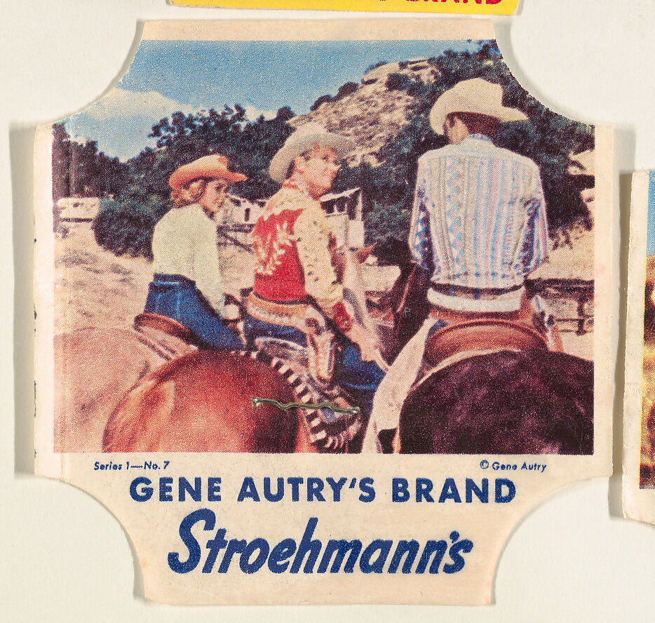 Gene Autry's Brand, Series 1, No. 7, from the Gene Autry's Brand bread end labels series (D290-7) issued by Stroehmann Bread Company, Issued by Stroehmann Bread Company, Commercial color lithograph 