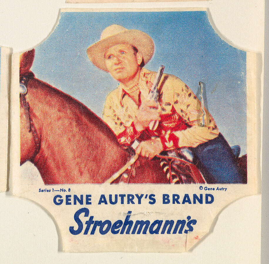 Gene Autry's Brand, Series 1, No. 8, from the Gene Autry's Brand bread end labels series (D290-7) issued by Stroehmann Bread Company, Issued by Stroehmann Bread Company, Commercial color lithograph 