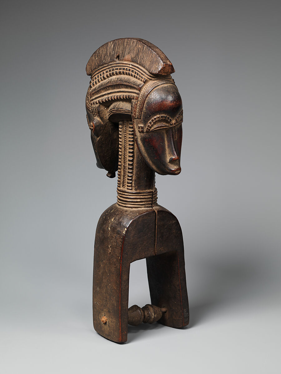 Heddle pulley with opposing faces, Baule artist, Wood, Baule peoples