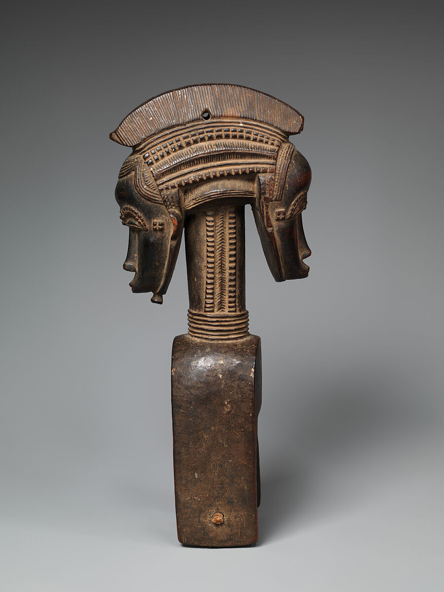 Heddle pulley with opposing faces, Baule artist, Wood, Baule peoples