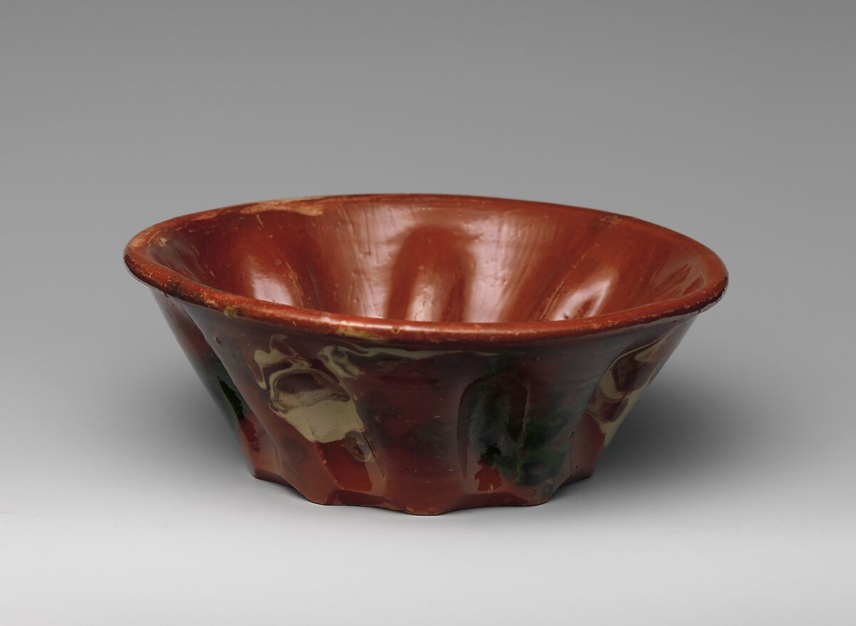 Bowl, Earthenware and slip decoration, American 