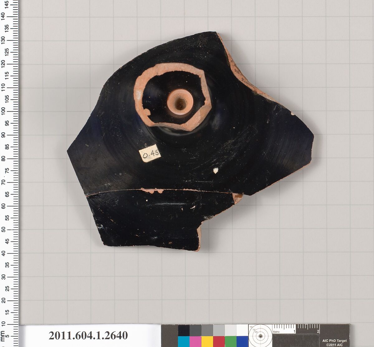 Terracotta fragment of a kylix (drinking cup), Terracotta, Greek, Attic