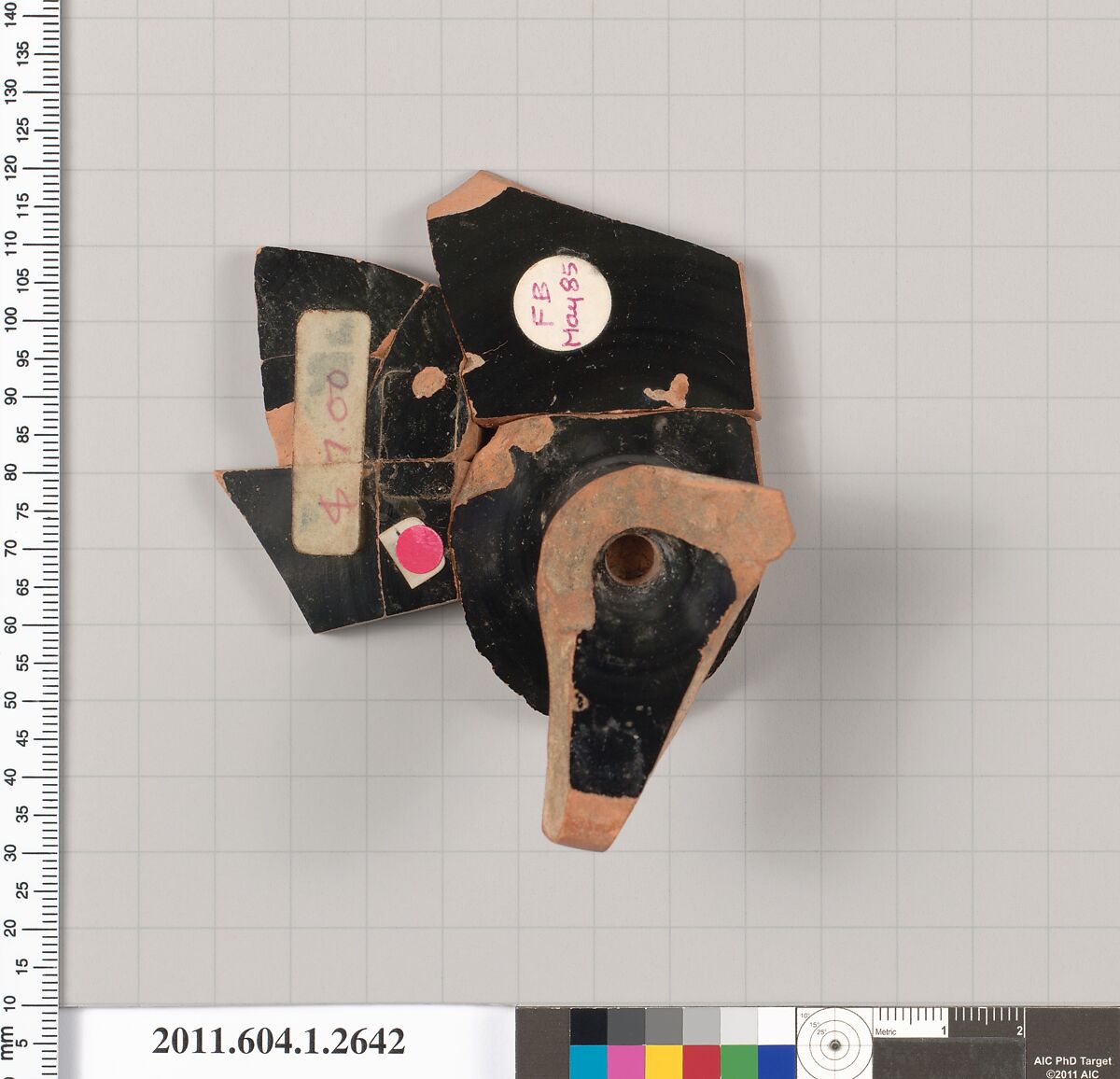 Terracotta fragment of a kylix (drinking cup), Terracotta, Greek, Attic