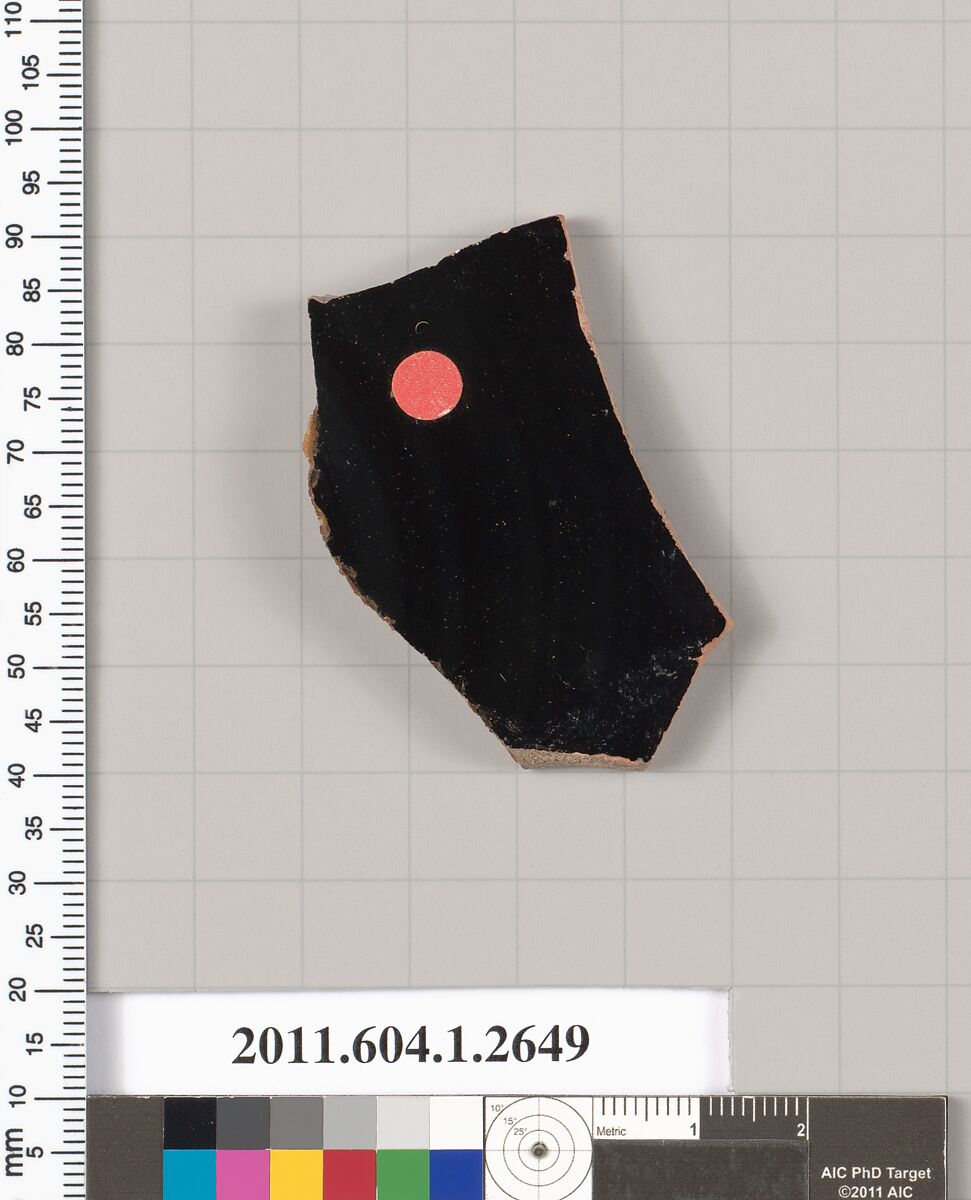 Terracotta fragment of a kylix (drinking cup), Terracotta, Greek, Attic