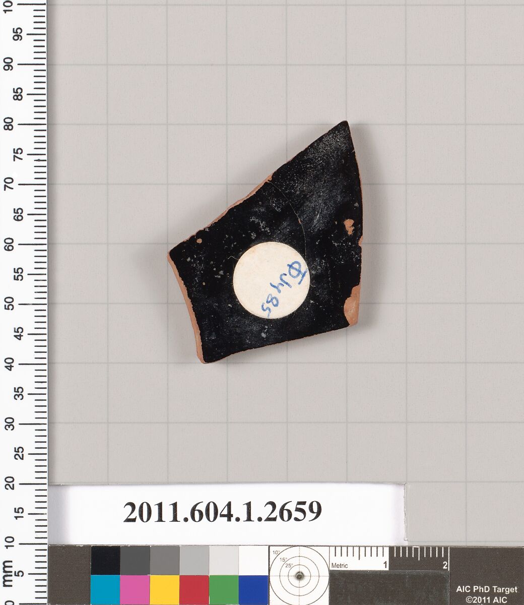 Terracotta fragment of a kylix (drinking cup), Terracotta, Greek, Attic