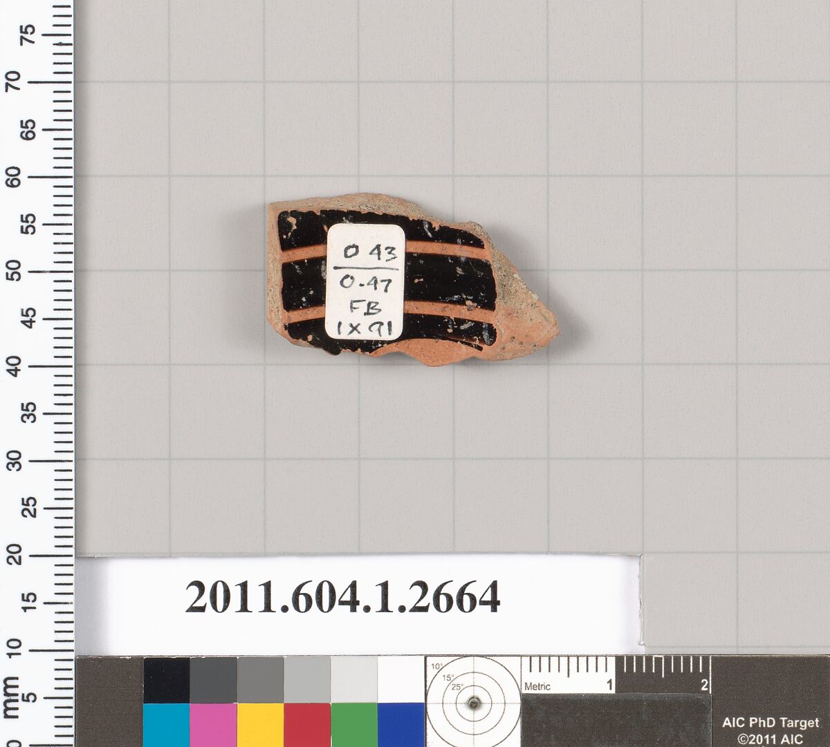 Terracotta fragment of a kylix (drinking cup), Terracotta, Greek, Attic 