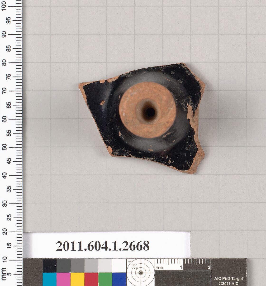 Terracotta fragment of a kylix (drinking cup), Terracotta, Greek, Attic